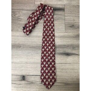 Vintage Land’s End Men’s Tie Regular 100% Silk  Burgundy Red Hand Sewn in USA